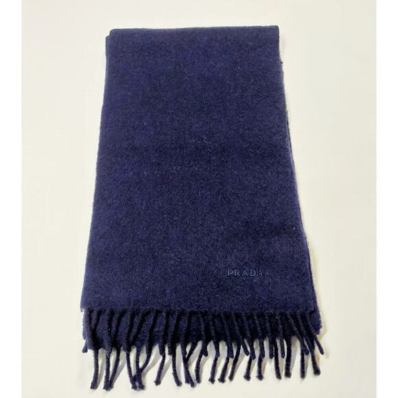 PRADA Mens Wool Cashmere Scarf Navy Blue NWOT - Picture 2 of 10